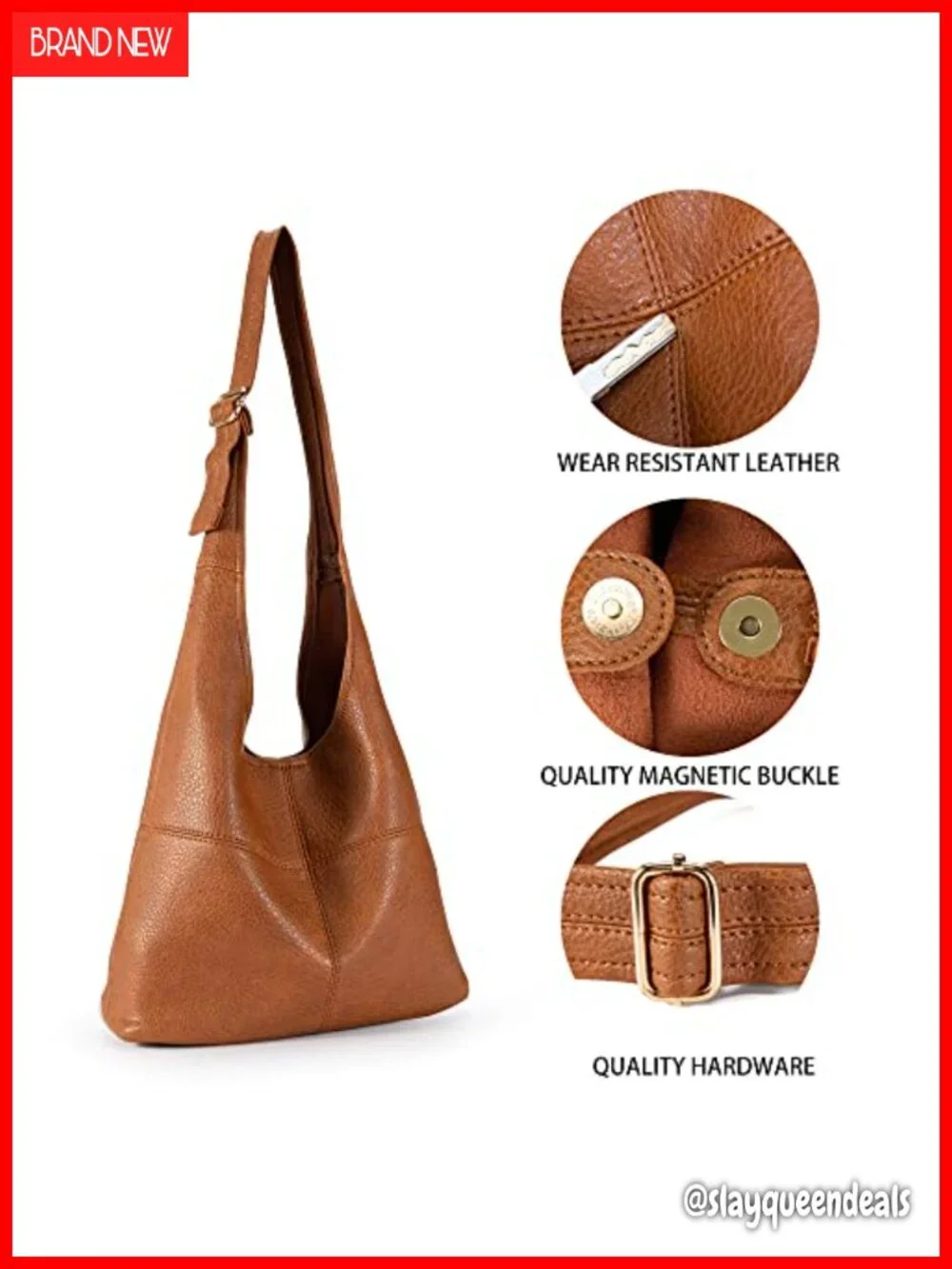Hobo Purse for Women Vegan Leather Shoulder Bag with Wristlet Soft Slouchy